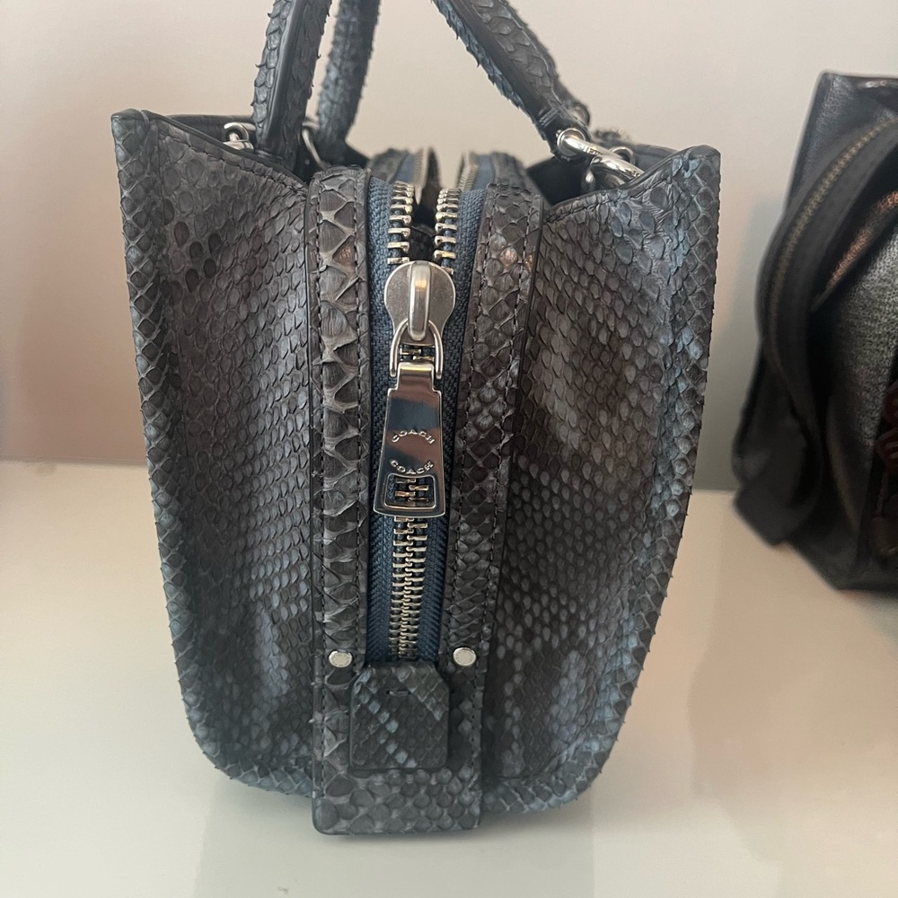 Coach Rogue 20 Navy Python Handbag - image 5